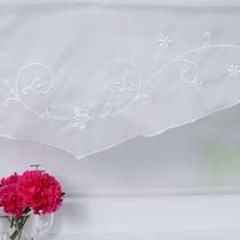 Joyswahl Lisa Transparent Roman Blind Voile with Drawstring Embroidery, Curtain