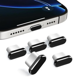 Type C Cap, 5 Pieces, Type C Cover, Dustproof, Sandproof, Waterproof, Aluminum Cap + Silica Gel, Heavy Duty, USB C Cap, Convenient to Plug and Remove and Remove, Type-c Cap, Compatible with Google,