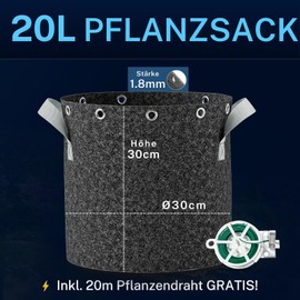 Hon&Guan Plant Bags Pack of 5 20 Litres / 5 Gal. Tomato Tub, Plant Bags with Handles & Metal Eyelets, Non-Woven Fabric Plant Bags for Low Stress Plant Training for Vegetables, Fruits, Grow Tent