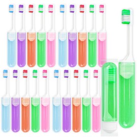 Travel Size Toothbrush Bulk Disposable Toothbrushes Individually Wrapped ,Mini Toothbrush With Toothbrush Cover Folding Toothbrushes Camping Toothbrush for Camping,Hiking,Traveling,School (10)
