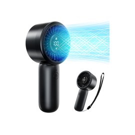 Portable Handheld Fan - Personal Hand Held Turbo Fan, USB-C Rechargeable Battery, LED Display, 5-Speed Settings, Lanyard Included, Mini Pocket Fans for Women, Men, Makeup, Travel, Office, Outdoor Use