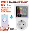 AC WiFi Wattmeter, Plug-in EU Socket Power Meter, Backlit Large