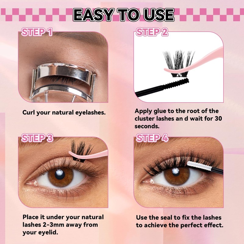 FADLASH Lash Clusters Natural Eyelash Clusters 168Pcs Individual Wispy Lash