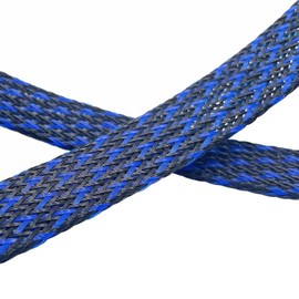 PET Expandable Braided Sleeving 25Ft-1/2 inch Wire Loom, Aibole Braided Cable Sleeve Wire Wrap,Black&Blue