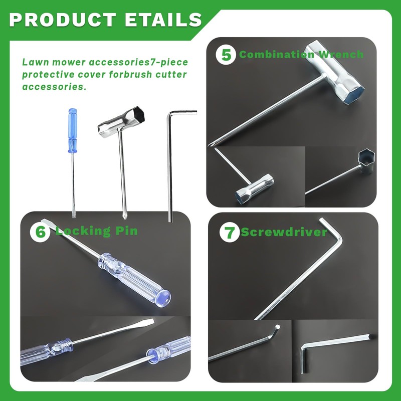 Shyllin 7 STK Set Rasenmäher Metall Getriebe Klinge Mutter,Kit Freischneider