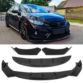 Universal Car Front Bumper Lip Kit Chin Spoiler Diffuser Protector Compatible for Toyota Corolla Camry Honda Civic Accord Ford Focus Nissan Altima Hyundai Elantra and More (Black)