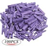 BronaGrand 100pcs Mini Purple Wooden Utility Paper Clips and Clothespins