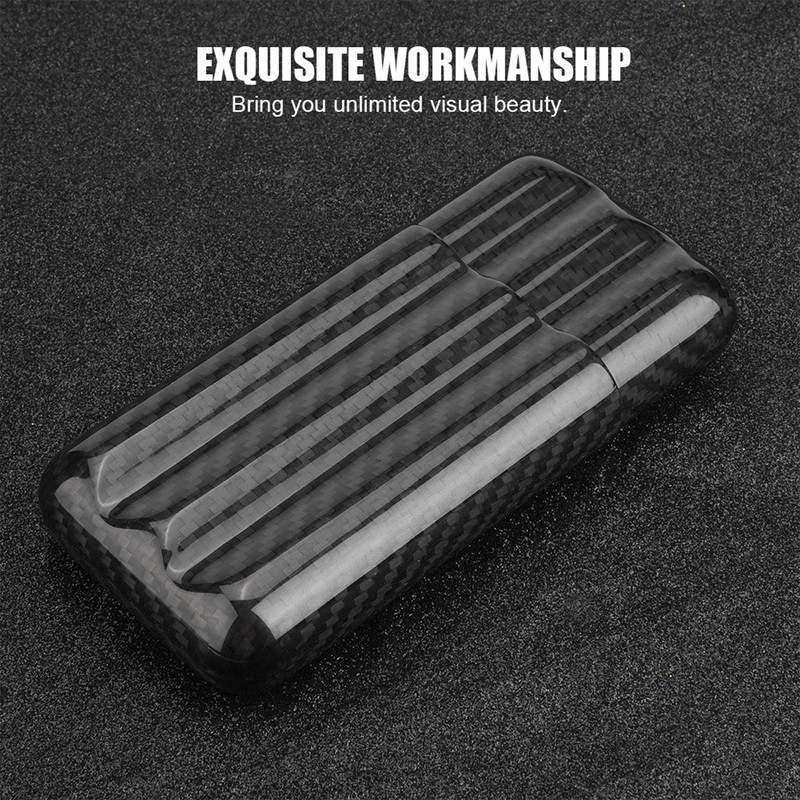 Carbon Fiber Cigar Case Humidors 3 Tubes Cigar Holder Storage