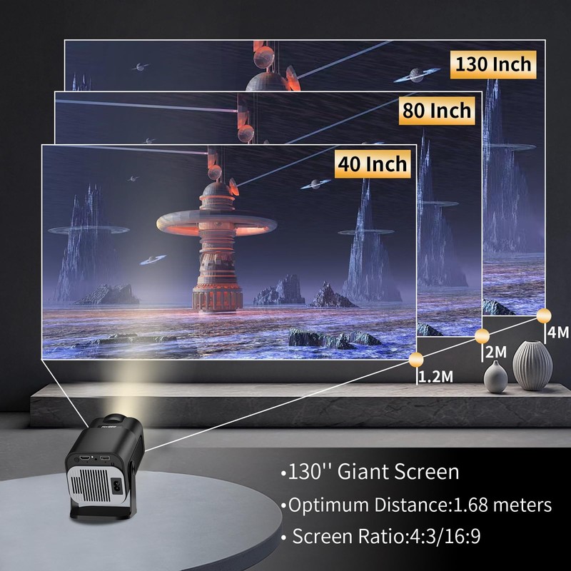 [Built-in Apps] Mini Projector with WiFi 6 and Bluetooth5.2, Smart