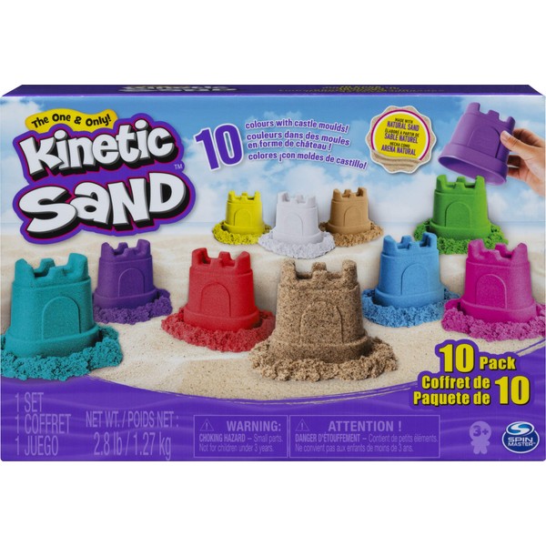 Kinetic Sand, Castle Containers 10-Color Pack for Kids Aged 3 and up