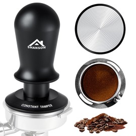 ShanSon 53mm Espresso Tamper,Coffee Accessories,Triple Spring 25lb Constant Pressure, Audible Click Sound Feedback, Stainless Steel Ripple Base,Anodized Aluminum Handle,Tamper Tool Espresso