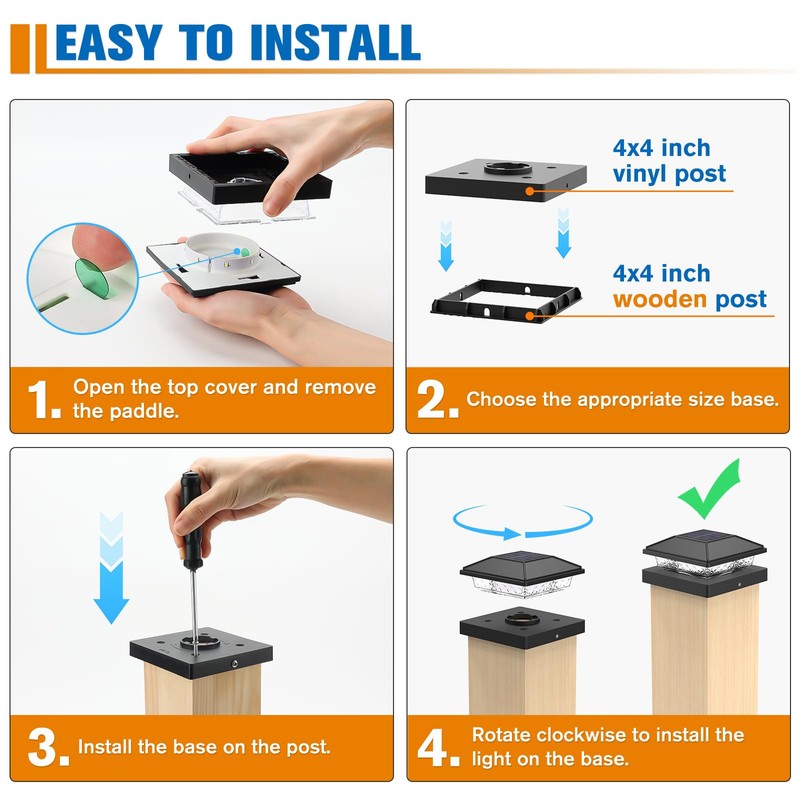 NIORSUN Solar Post Lights Outdoor, Fence Post Solar Lights Cool