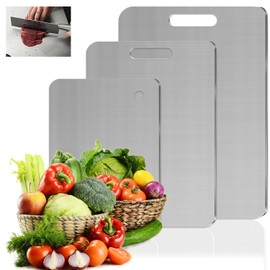 Yamato Chopping Board, Titanium Chopping Board, Stainless Steel Double Sided Cutting Boards for Meat, Fruit, Titanium Cutting Boards for Kitchen, 3 Pieces
