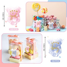 Whaline 200Pcs Clothes Team Girl Team Boy Gender Reveal Stickers Blue Pink Baby Clothes Shape Self-Adhesive Sticker Decals for Baby Shower Gender Reveal Card Party Supplies