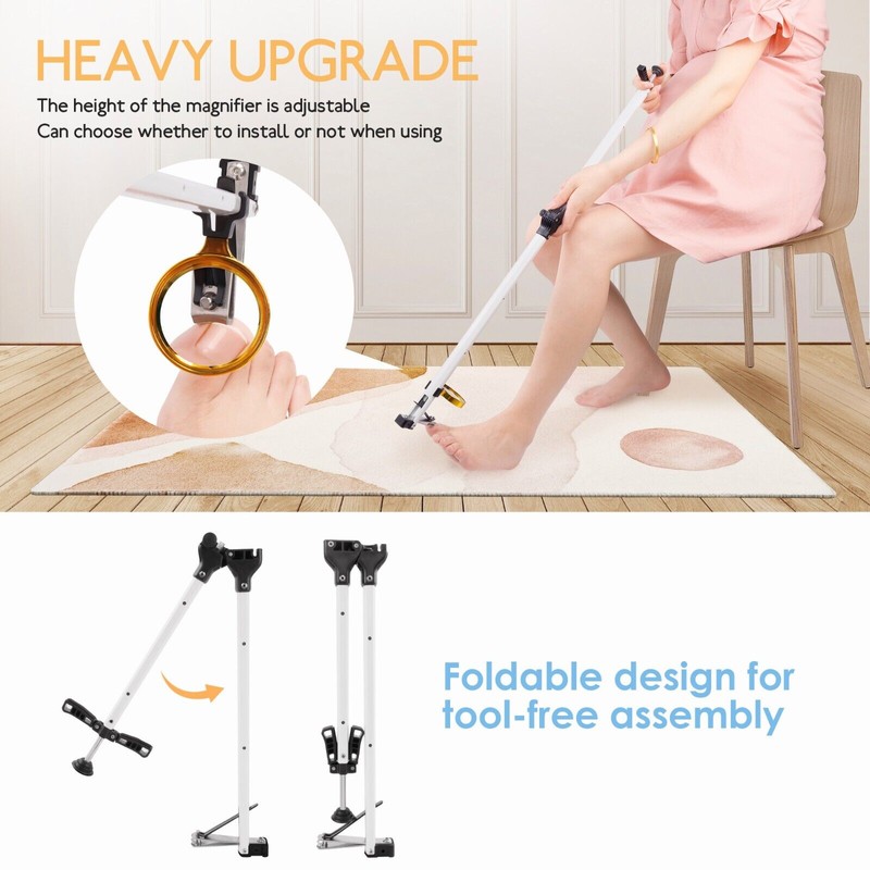 CANALHOUT 32"Foldable Long Handle Toenail Clippers W/Magnifier, hardly bending over