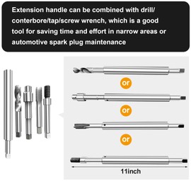 BZBMGMO M14x1.25 * 17 Thread Repair Kit, Total Length Up to 11 Inches, Car Engine/Spark Plug Repair Kit, 10 Stainless Steel Inserts, with a 150mm Extension Rod