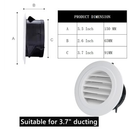 ToppYuanZea 8 Pack Round Air Vent, 4 Inch ABS Louver Vent Cover with Built-in Fly Screen Mesh, Air Soffit Vent Ceiling Louver Grille Cover for Bathroom, Kitchen, Office, Garage, Home Ventilation
