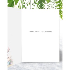 Mum & Dad 35th Anniversary Card - Coral Wedding Anniversary Card - Coral Hearts Design - A5 Size Card with Grey Envelope