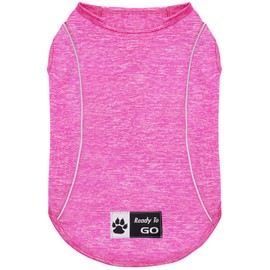 kyeese Dog Shirt Sports Athletic Breathable Dog T-Shirt with Reflective Strip Tank Top Summer Sun Protection Sleeveless Vest Puppy Shirt, Rose Red, S