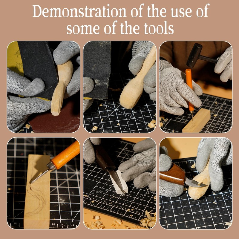 EDIETH 44Pcs Wood Carving Kit with Leather Case Complete Whittling
