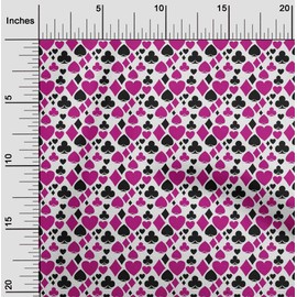 oneOone Cotton Flex Fuschia Pink Fabric Poker Card Fabric for Sewing Printed Craft Fabric by The Yard 40 Inch Wide