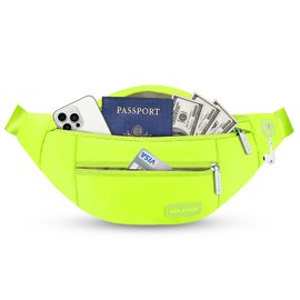 MAXTOP Large Fanny Pack Crossbody Bags for Men Women, Stylish Neno Green Belt Bag Waist Pack Travel Bag Passport Holder for Outdoors Sports Hiking Cycling Jogging,Best Runner Gift