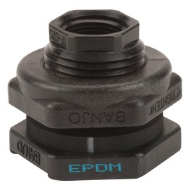 Banjo, TF075, Bulkhead Tank Fitting, 3/4 In, Black, Poly