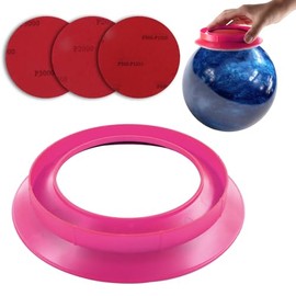 Universal Sanding Pad Holder for Bowling Balls – Comes with 3 Sanding Pads(1000/2000/3000) Precision 2-in-1 Maintenance Tool for Cleaning, Polishing & Display for Better Reaction (Pink)