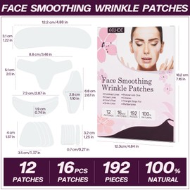 TOEDO Silicone Face Patches, 192pcs Facial Skin Wrinkle Patches Silicone Mask Face Facial Patches for Overnight Fine Line, Forehead & Under Eyes, Smile Lines Smoothing