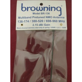 BROWNING MODEL BR-136 MULTIBAND PRETUNED NMO ANTENNA 136-174/380-52