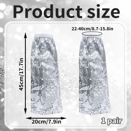 1 pair of Abba costume women, glitter costume, Abba outfit, disco 70s, sequin cuffs, silver, disco ball costumes, suitable for carnival, theme party, fancy dress and hippie 70s costume, glittering