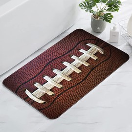 HommomH Bathroom Rugs Non Slip Black Bath Mats Super Absorbent Bath Mat for Bathroom, 24"x17"，American Football Fun Traditional Sport, Super Absorbent Bath Mat for Man Boy Teen