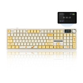 EPOMAKER X Aula F108 PRO Wireless Gaming Keyboard with Screen, 8000mAh Battery, 104 Hot-Swappable and Programmable Keys and Knob, RGB Backlight, for Mac/PC/Android (Grey&Yellow)