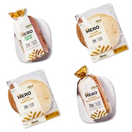Hero Triple Threat Bundle 1g Net Carb Seeded Sandwich Bread, 0g Net Carb White Bread, 1g Net Carb Flour Tortilla | 0g Sugar, High Fiber & <100 Calories per serving | Net Low Carb & Keto-Friendly