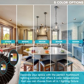 LUXRITE 4 Inch Square LED Recessed Lighting with Junction Box, 15W, 5 Color Selectable 2700K-5000K, 1100 Lumens, 40° Spotlight, Dimmable Downlight, Wet Rated, IC Rated - Brushed Nickel