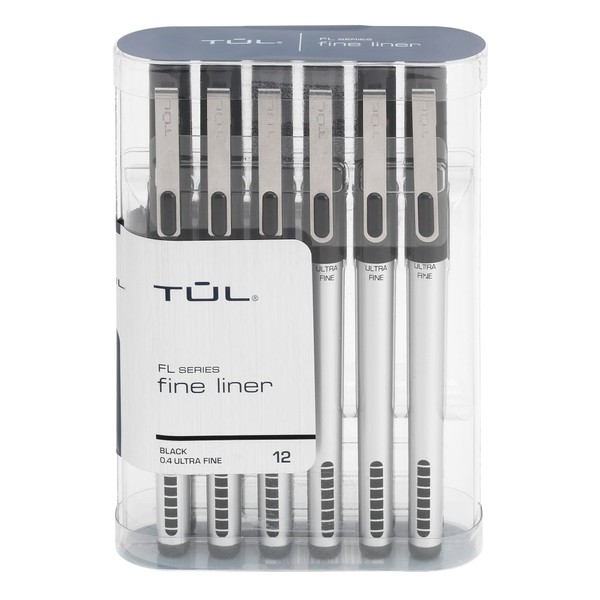 TUL® Fine Liner Felt-Tip Pens, Ultra-Fine, 0.4 mm, Silver Barrel,