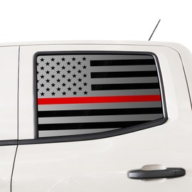 BOGAR TECH DESIGNS Rear Side Window American Flag Vinyl Decal Sticker Fits Chevy Colorado & GMC Canyon 2015-2025, Thin Red Line