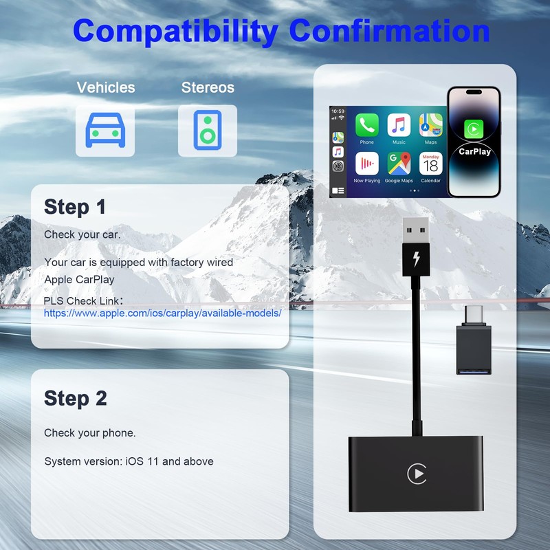 Wireless Carplay Adapter,Wireless Apple Carplay Dongle Adapter,Car Apple Carplay Bluetooth
