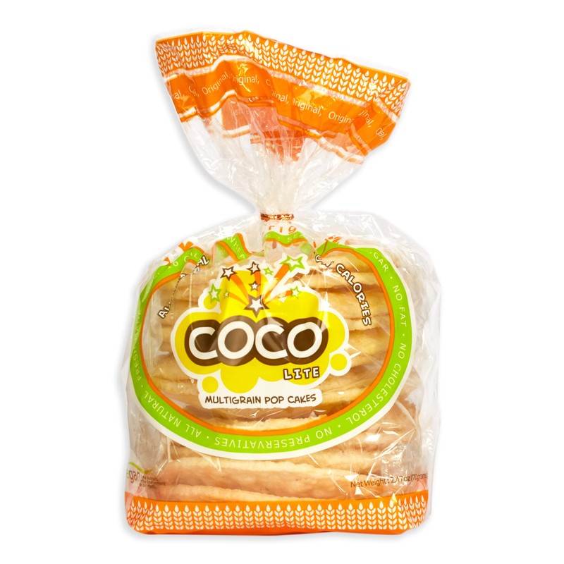 4 PACK COCO LITE ORIGINAL Popped Rice Cakes, Non-GMO, Light
