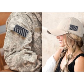 RadishGirls 24PCS American Flag Patch Iron On/Sew On Patches, Tactical USA Flag Embroidered Patches Appliques for Clothes, Hats, Uniforms, Backpacks, T-Shirt, Jackets, Jeans, Vests, Grey