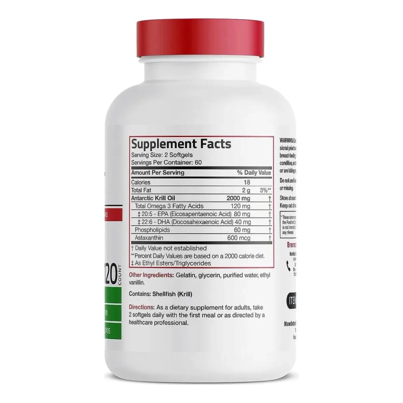 Aceite de Krill Antártico Bronson 2000mg Omega-3 EPA DHA 120