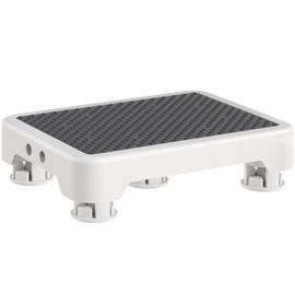 Ronlap One Step Stools for Adults, Portable Safety Step Platform for Seniors Small Plastic Bedside Step Stool Mobility Wide Step Stools Elderly Assistance for Shower Bed Car Stair Outdoor, White-Black