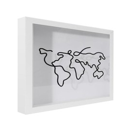 Adventure Memory Display Frame, 11.41 Inch Travel Memory Box with World Map Design, 29x29cm Ticket Shadow Boxes with Slot, Creative Keepsake Boxes for Travel, Movie and Event Memorabilia(COLOR:white)