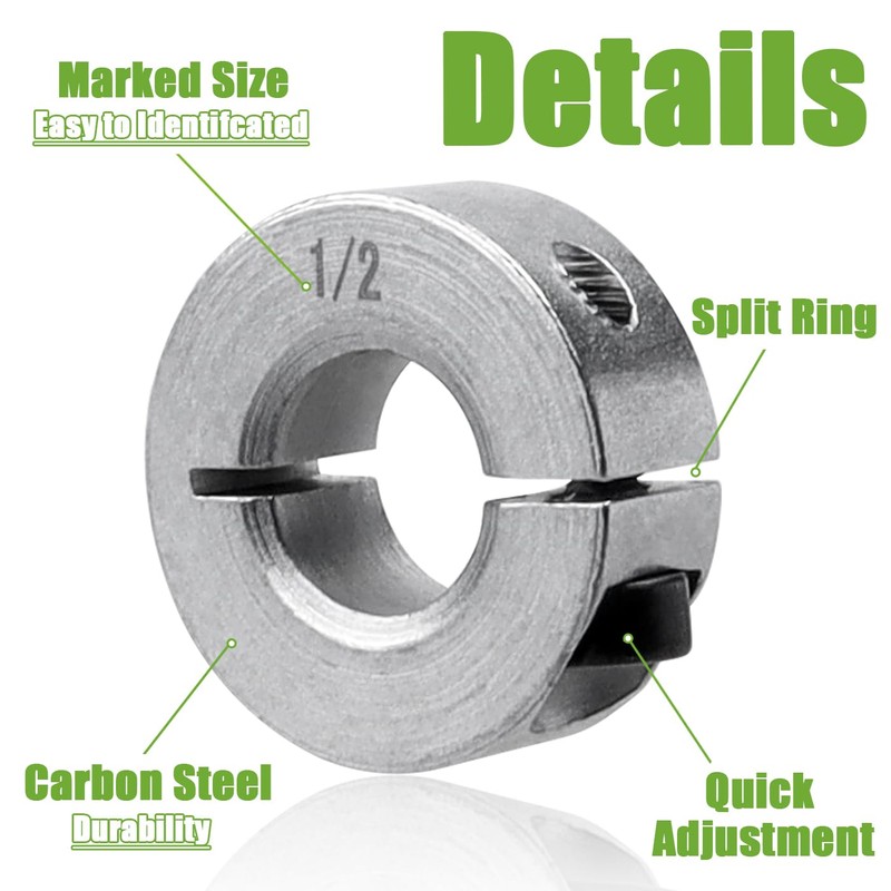 Bestgle 8 Pcs Stop Collar Set Carbon Steel Split Ring