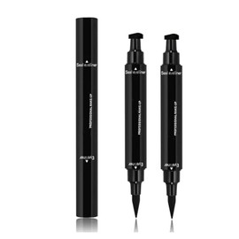 2 Piezas Delineadores de Ojos Liquido Eyeliner Waterproof Stamp Lapiz de Ojos Negro Impermeable Cosméticos de Maquillaje Mujer