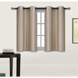 Fancy Linen - Juego de 2 cortinas opacas de seda sintética con ojales en la parte superior, cortinas de nivel corto para cocina, baño o cualquier ventana pequeña