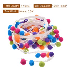 uxcell 5 Yards Pom Pom Ball Fringe Trim, Ribbon Sewing DIY Crafts Accessory for Home Curtain Clothes Pillow Decoration, Multicolor
