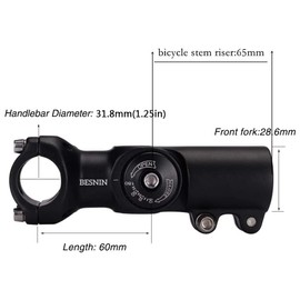 BESNIN Adjustable Bike Stem 0-90 Degree 31.8mm or 25.4mm，60mm or 90mm or 93mm or 100mm, Adjustable MTB Stem Black or Red Mountain Bike Handlebar Stem for Bicycle, Road Bike, MTB (0-90° 31.8 * 60)