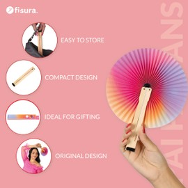 Fisura – Gradient folding fan. Paper foldable Fan. Multicolour pai pai Fan. Wedding fan for guests. Gift for parties or ceremonies. 1 Pack.