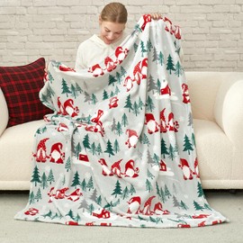Cozy Bliss Gnome Throw Blanket Christmas Blanket Warm Plush Throw Blanket, Ultra Soft Cozy Throw Blanket for Couch, Sofa and Bed (Xmas Gnome Family, 50" x 60")